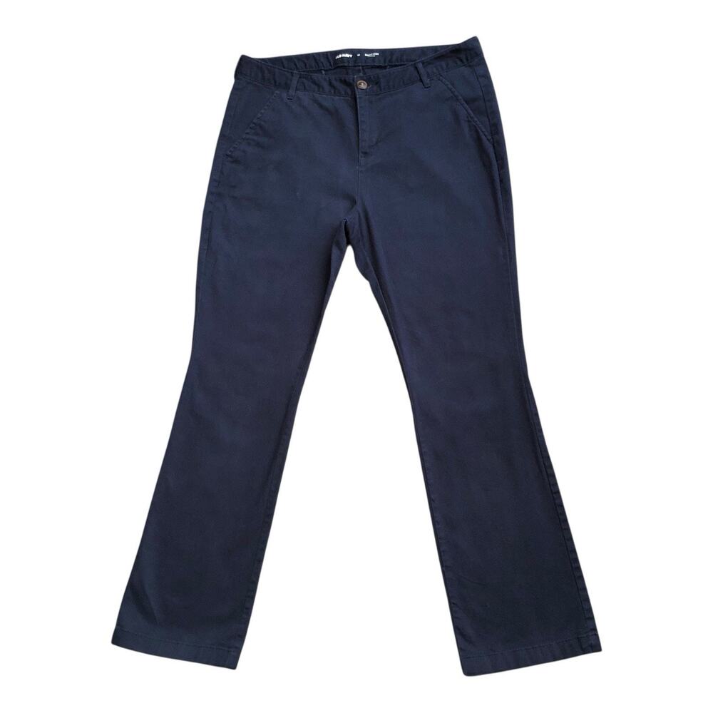 Old Navy Boot Cut Pants Womens 12 Navy Blue Stretch Chino 29" Inseam Adj Waist